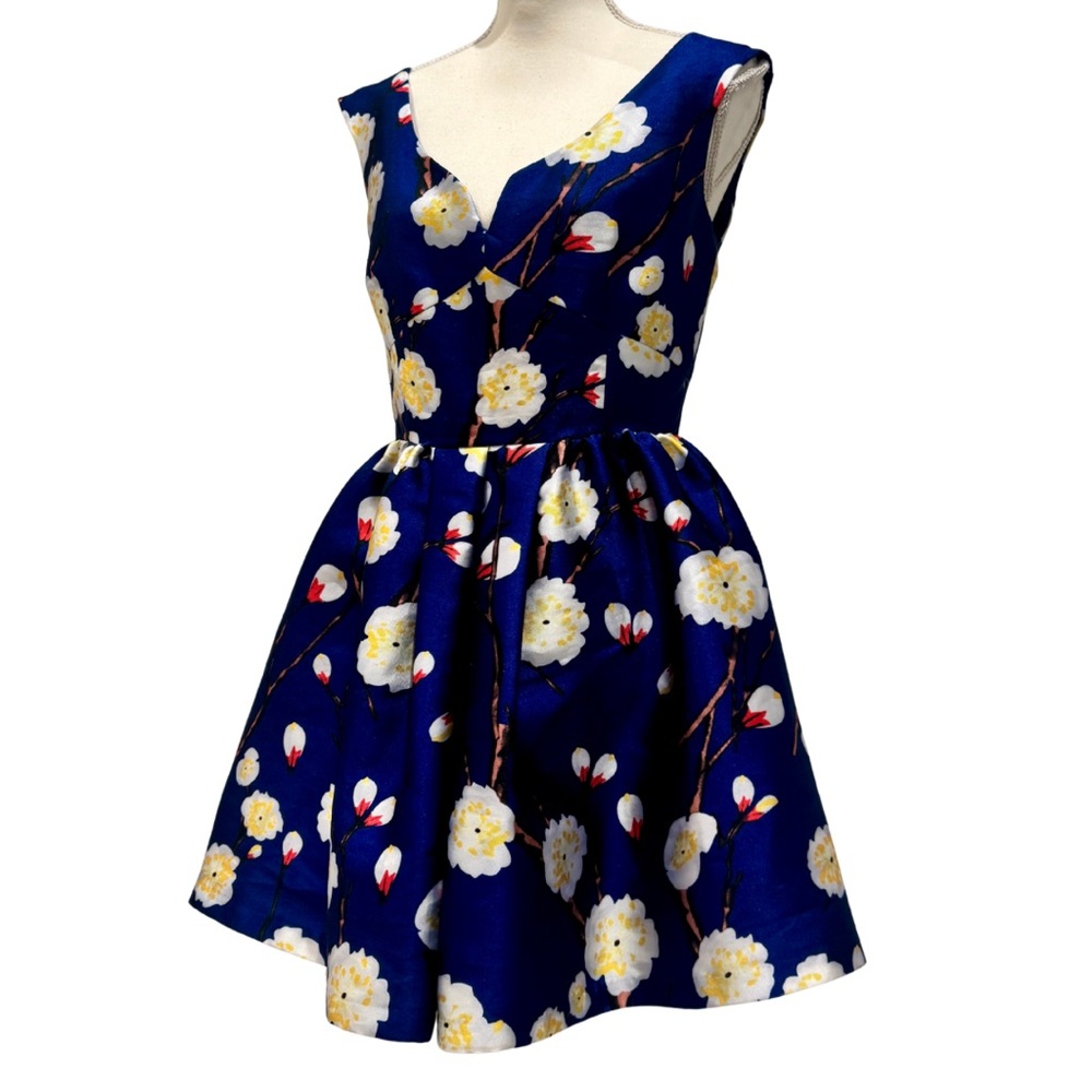 NWOT Ark & Co Royal Blue Floral Cocktail Dress | Fit & Flare (M) - Picture 2 of 10